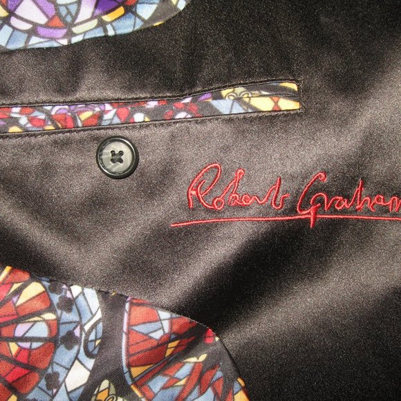 ❤️42 MENS ROBERT GRAHAM BLACK VELVET FORMAL/SPECIAL OCCASION DOUBLE VENT BLAZER - Picture 3 of 15